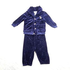 Ralph Lauren Navy Blue Velour Track Suit Jacket Pants 6 months